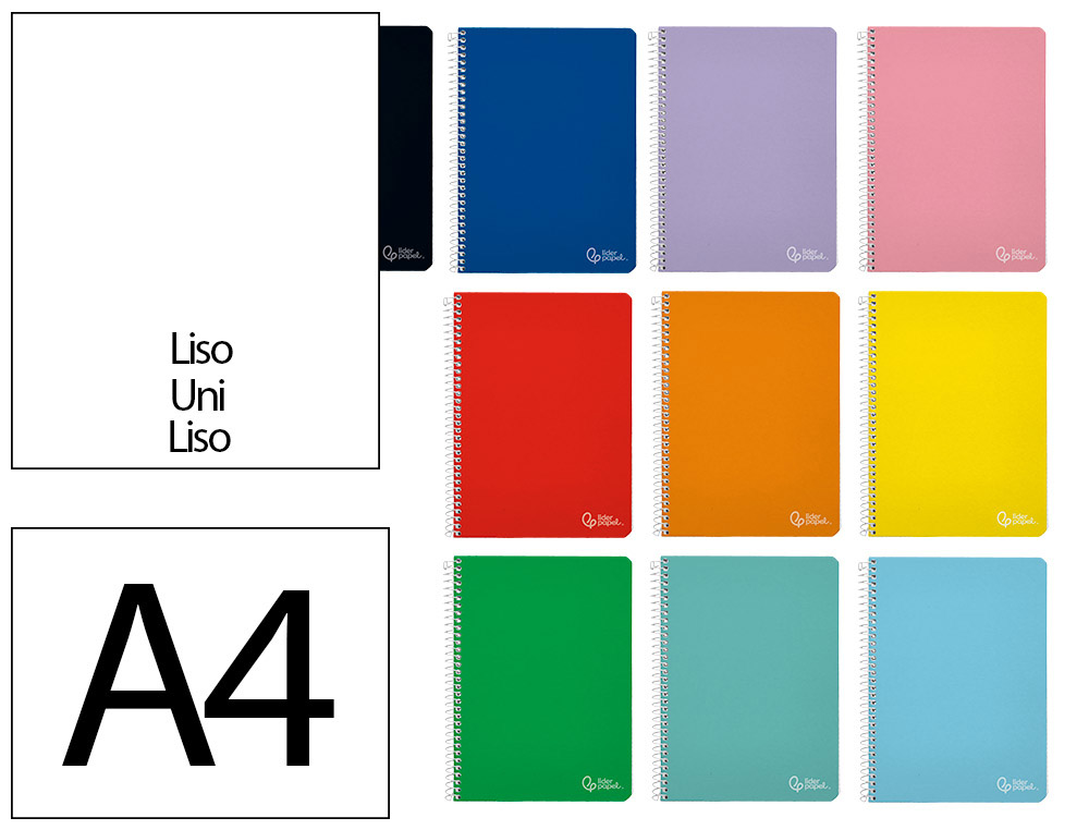 CUADERNO ESPIRAL LIDERPAPEL A4 WITTY TAPA DURA 80H 90GR LISO SIN MARGEN COLORES SURTIDOS