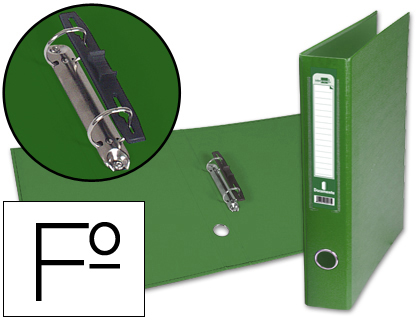 CARPETA DE 2 ANILLAS MIXTA 40 MM LIDERPAPEL FOLIO CARTON FORRADO PAPER COAT CON OLLAO Y TARJETERO COLOR VERDE