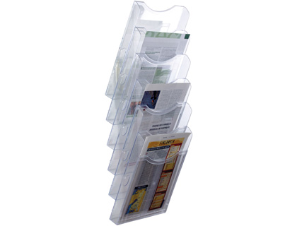 EXPOSITOR MURAL ARCHIVO 2000 DE PARED 6 BANDEJAS DIN A4 TRANSPARENTE 190X235X685 MM SEPARADORES MOVILES AJUSTABLES
