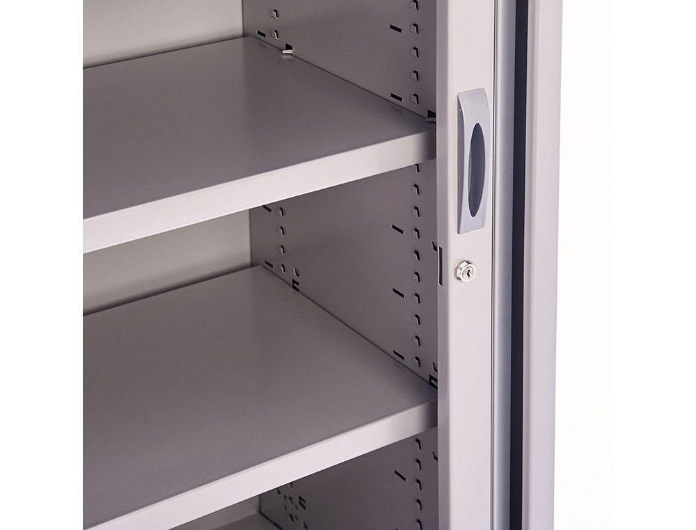 ARMARIO METALICO ROCADA DOS PUERTAS TIPO PERSIANA CON CUATRO BALDAS SERIE STORE 198X80X45 CM ACABADO GRIS/GRIS