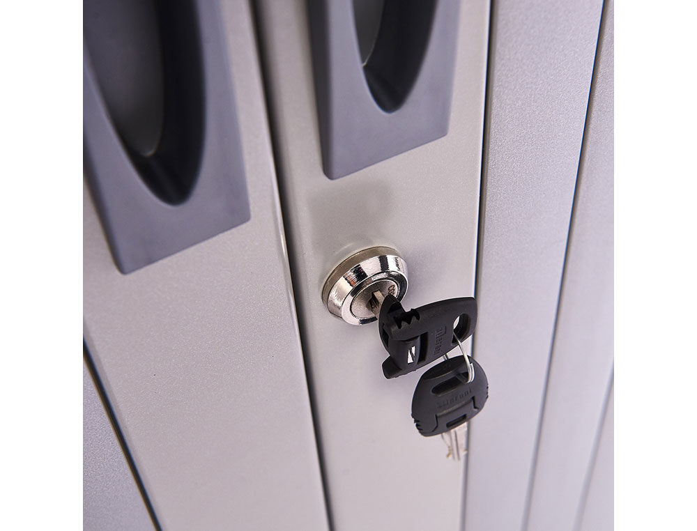 ARMARIO METALICO ROCADA DOS PUERTAS TIPO PERSIANA CON CUATRO BALDAS SERIE STORE 198X80X45 CM ACABADO GRIS/GRIS