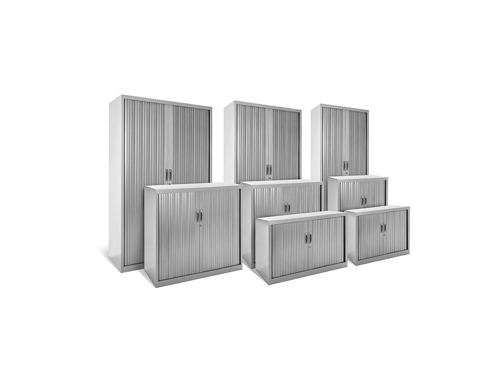 ARMARIO METALICO ROCADA DOS PUERTAS TIPO PERSIANA CON CUATRO BALDAS SERIE STORE 198X80X45 CM ACABADO GRIS/GRIS