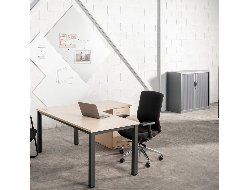 ARMARIO METALICO ROCADA DOS PUERTAS TIPO PERSIANA CON CUATRO BALDAS SERIE STORE 198X80X45 CM ACABADO GRIS/GRIS