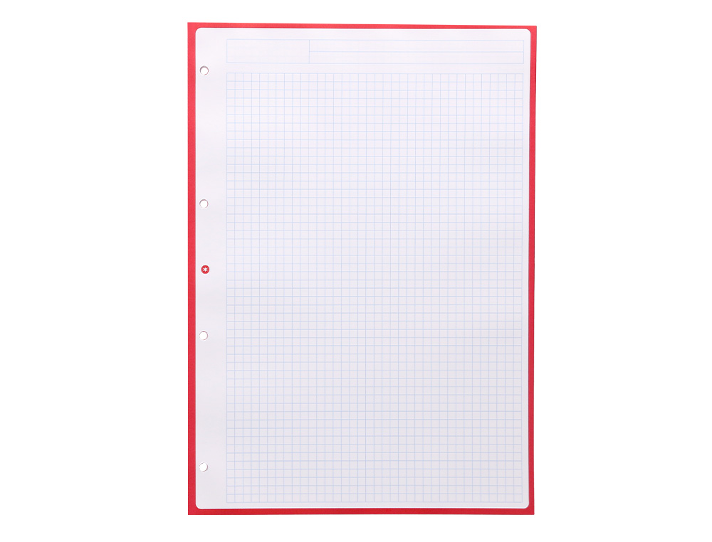 RECAMBIO ANTARTIK A4 80 HOJAS 90GR CUADRO 5 MM 4 TALADROS 1 BANDA MARCO COLOR FRAMBUESA