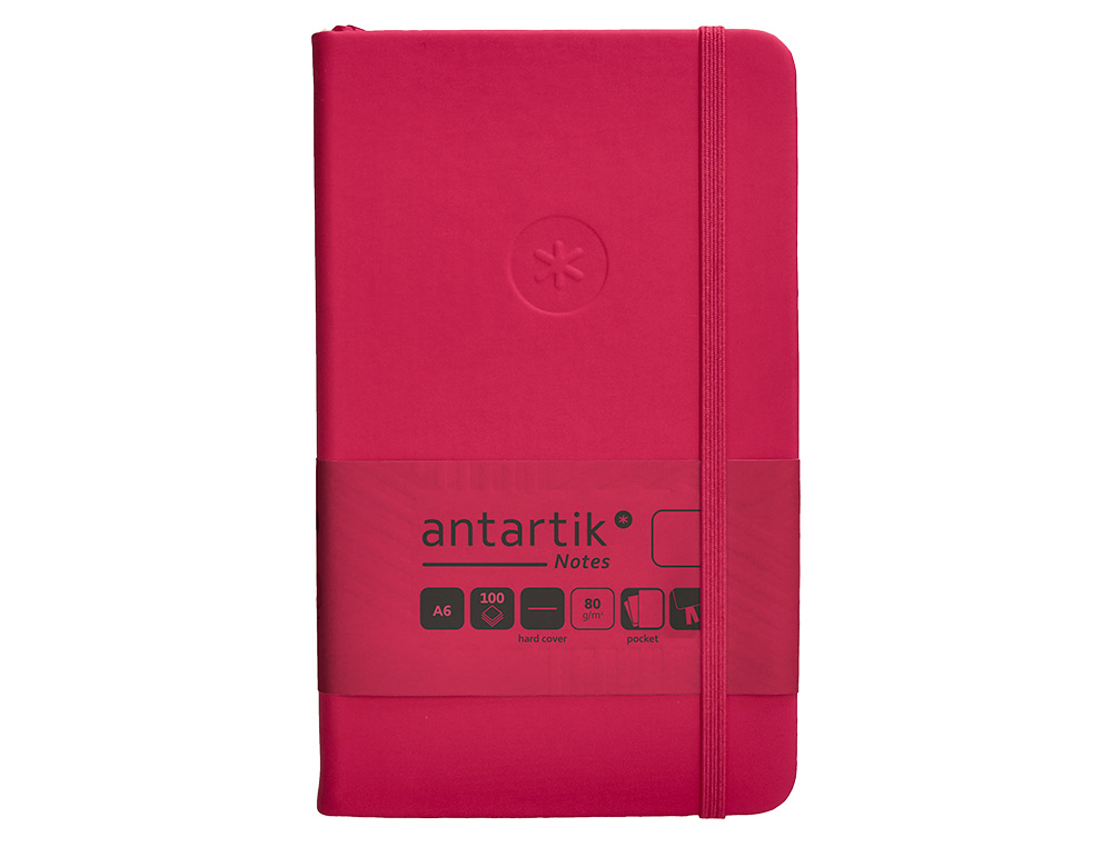 CUADERNO CON GOMILLA ANTARTIK NOTES TAPA DURA A6 HOJAS LISAS BURDEOS 100 HOJAS 80 GR FSC