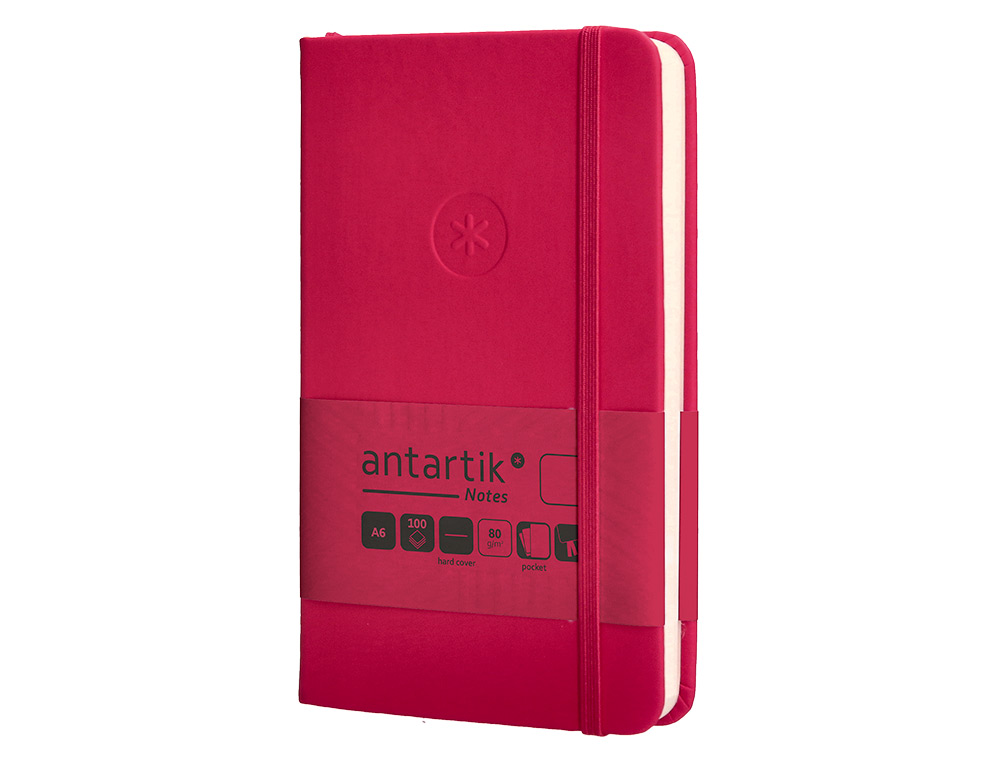 CUADERNO CON GOMILLA ANTARTIK NOTES TAPA DURA A6 HOJAS LISAS BURDEOS 100 HOJAS 80 GR FSC