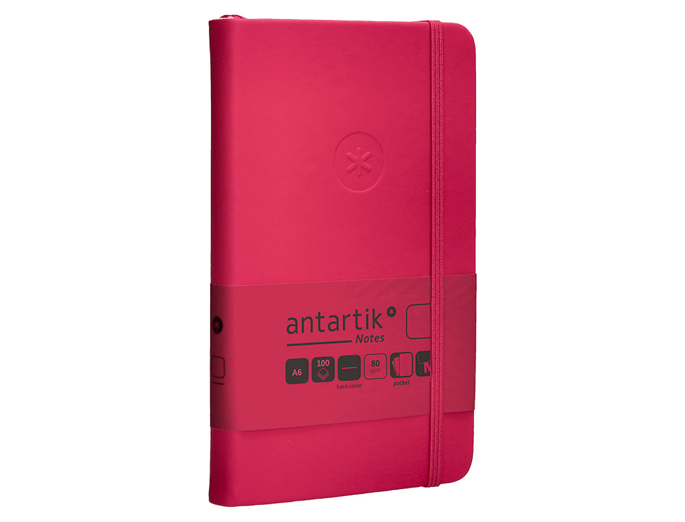 CUADERNO CON GOMILLA ANTARTIK NOTES TAPA DURA A6 HOJAS LISAS BURDEOS 100 HOJAS 80 GR FSC