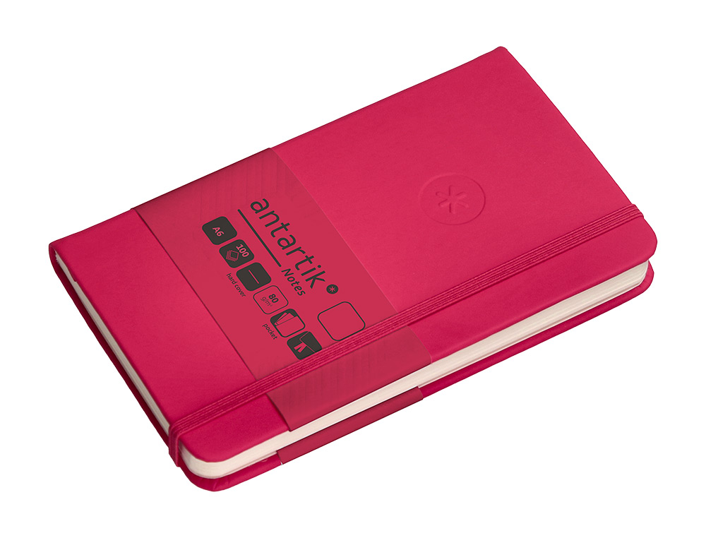 CUADERNO CON GOMILLA ANTARTIK NOTES TAPA DURA A6 HOJAS LISAS BURDEOS 100 HOJAS 80 GR FSC