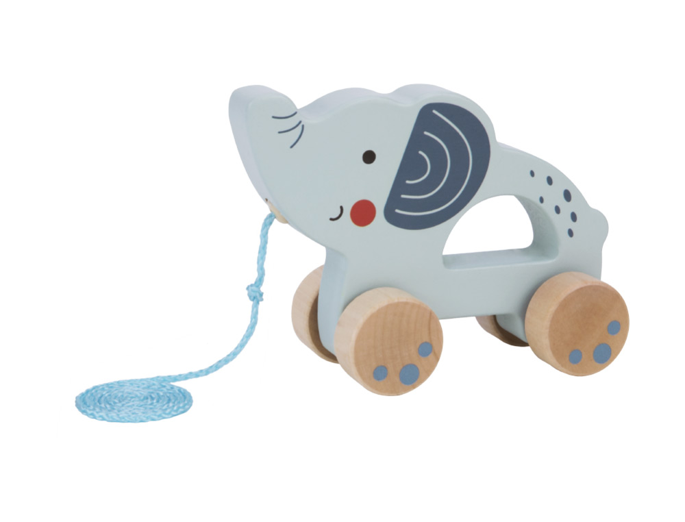 JUEGO INFANTIL IMAGINOVO MADERA ELEFANTE PARA ARRASTRAR CON RUEDAS +12 MESES 13,4X10X5,4CM