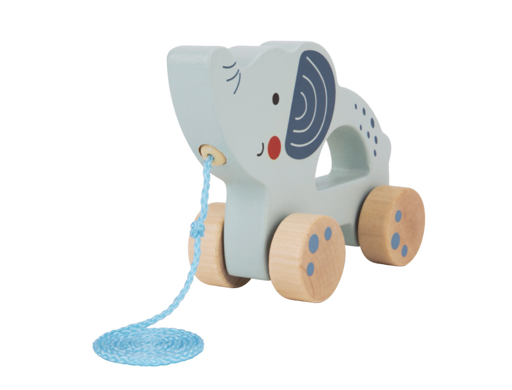 JUEGO INFANTIL IMAGINOVO MADERA ELEFANTE PARA ARRASTRAR CON RUEDAS +12 MESES 13,4X10X5,4CM