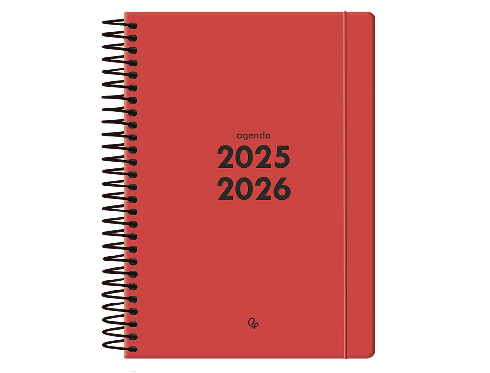 AGENDA ESCOLAR LIDERPAPEL 25-26 ESPIRAL BASIC ROJO SEMANA VISTA A5 BILINGÜE PAPEL FSC 70 GR