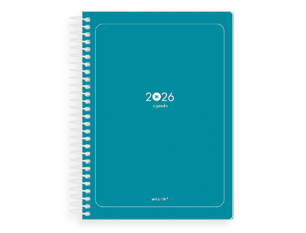 AGENDA ESPIRAL ANTARTIK ESSENTIALS A5+ 2026 DÍA PÁGINATURQUESA PAPEL 80G FSC