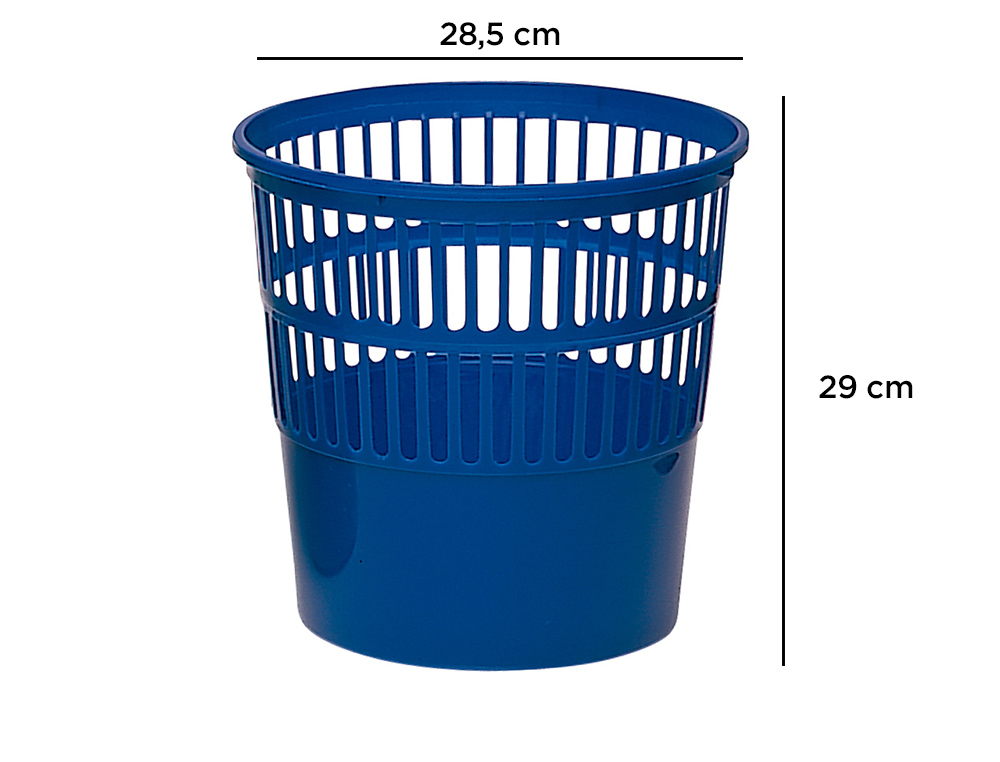 PAPELERA PLASTICO Q-CONNECT 15 LITROS REJILLA COLOR AZUL 285X290 MM