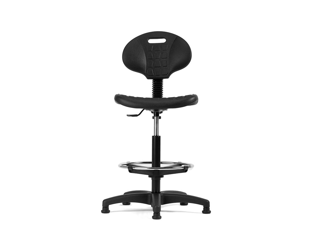 TABURETE CON RESPALDO ROCADA REGULABLE EN ALTURA CON ASIENTO Y RESPALDO EN POLIMERO CON TACOS