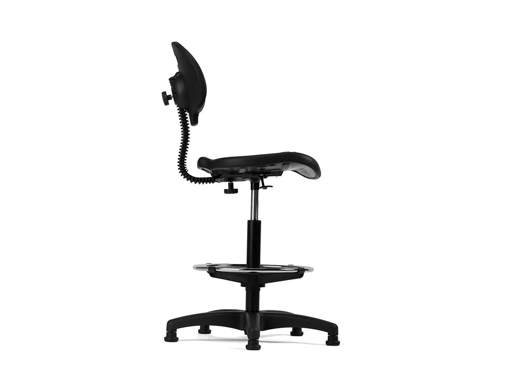 TABURETE CON RESPALDO ROCADA REGULABLE EN ALTURA CON ASIENTO Y RESPALDO EN POLIMERO CON TACOS