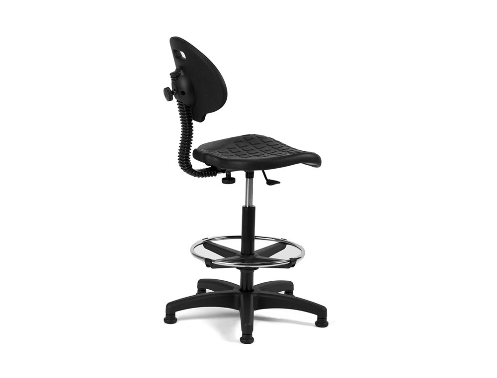 TABURETE CON RESPALDO ROCADA REGULABLE EN ALTURA CON ASIENTO Y RESPALDO EN POLIMERO CON TACOS