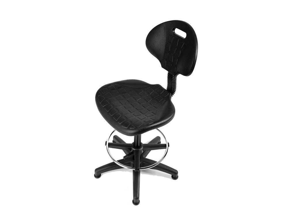 TABURETE CON RESPALDO ROCADA REGULABLE EN ALTURA CON ASIENTO Y RESPALDO EN POLIMERO CON TACOS