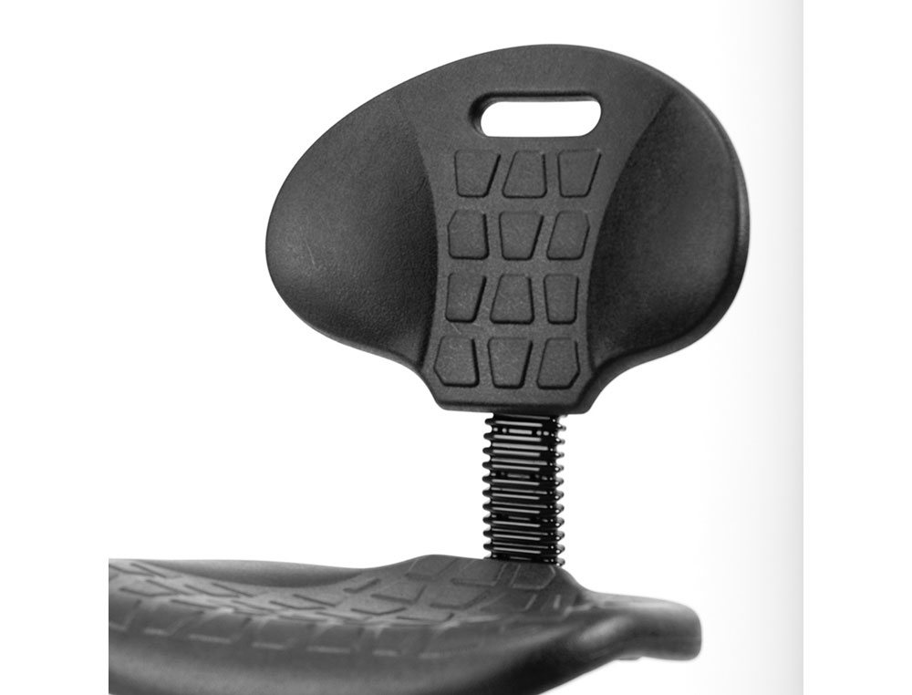 TABURETE CON RESPALDO ROCADA REGULABLE EN ALTURA CON ASIENTO Y RESPALDO EN POLIMERO CON TACOS