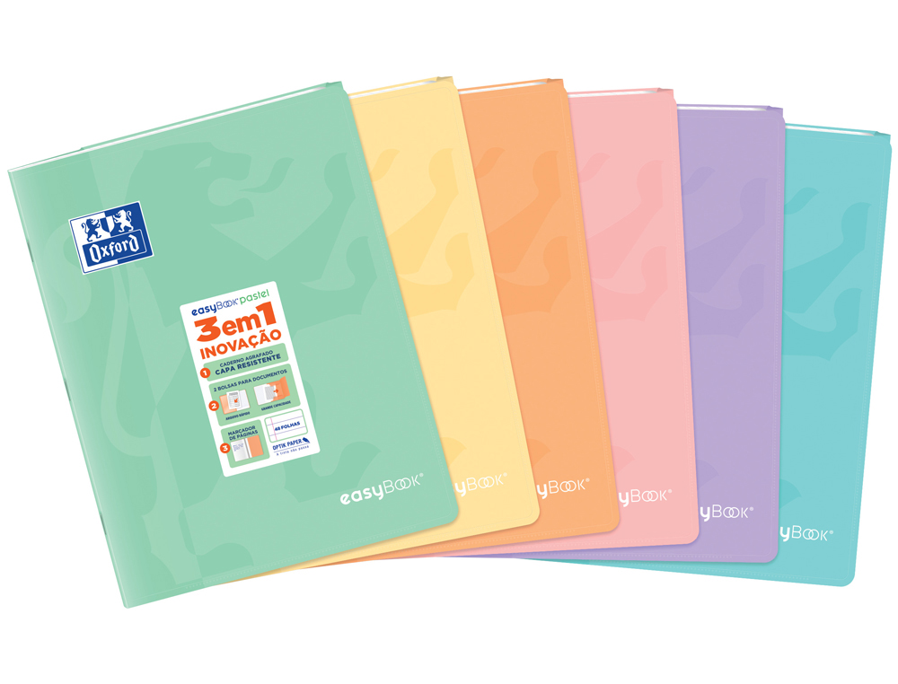 LIBRETA ESCOLAR OXFORD EASYBOOK TAPA PLASTICO DIN A4 48 HOJAS HORIZONTAL COLORES PASTEL SURTIDOS