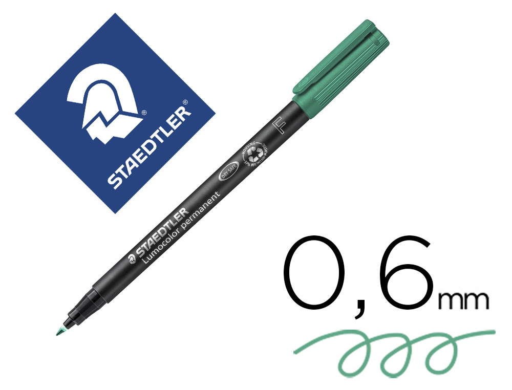 ROTULADOR STAEDTLER LUMOCOLOR RETROPROYECCION PUNTA DE FIBRAPERMANENTE 318-5 VERDE PUNTA FINA REDONDA 0.6 MM