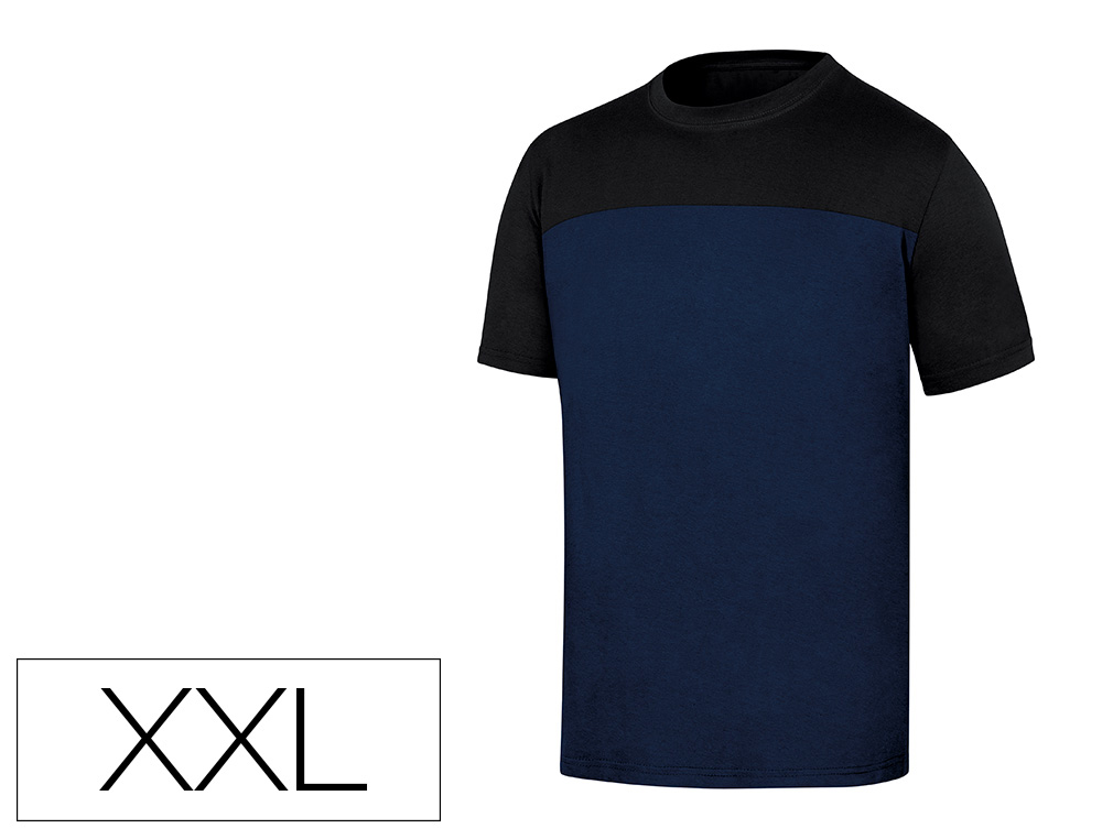 CAMISETA DE ALGODON DELTAPLUS COLOR AZUL/NEGRO TALLA XXL