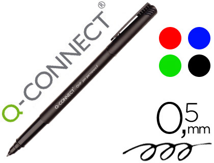 ROTULADOR Q-CONNECT RETROPROYECCION PUNTA FIBRA SUPER FINA REDONDA 0,5 MM PERMANENTE BOLSA 4 ROTULADORES