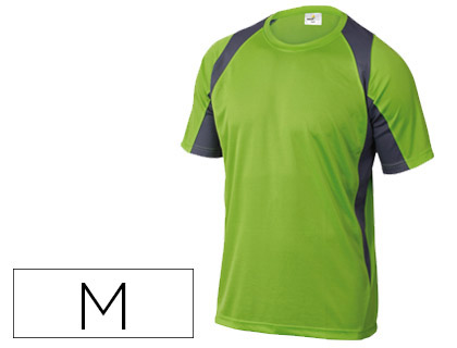 CAMISETA DELTAPLUS POLIESTER MANGA CORTA CUELLO REDONDO TRATAMIENTO SECADO RAPIDO COLOR VERDE-GRIS TALLA M